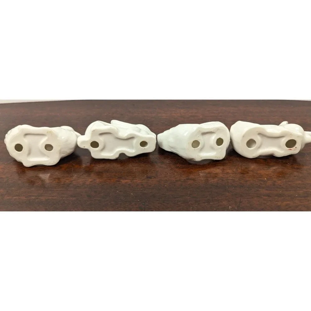 Vintage Set Of 4‎ Porcelain Animal Napkin Rings Rabbit Pig Chicken Duck 1984